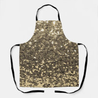 Gold Glitter Metallic Chic Bling Modern Apron