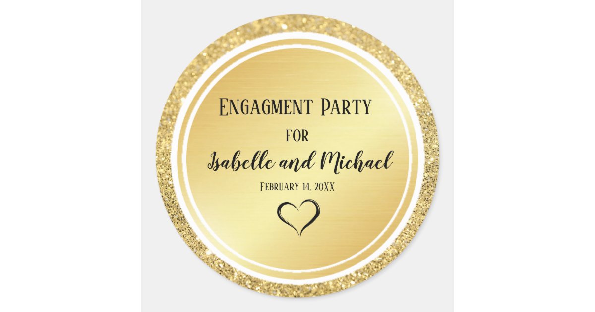 Gold Glitter & Metallic Engagement Envelope Seal Zazzle
