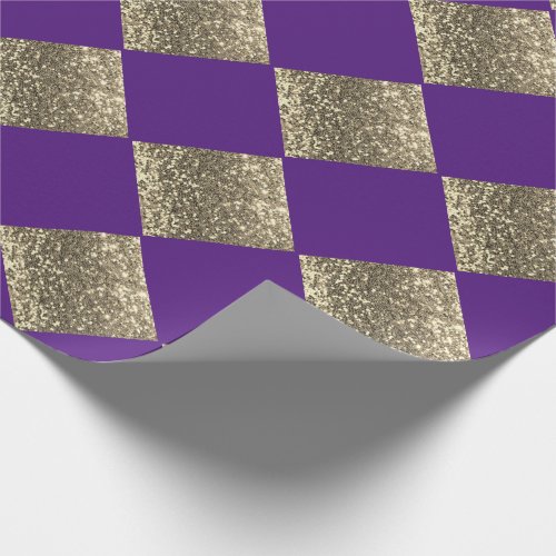 Gold Glitter Metallic Purple Abstract Chic Wrapping Paper