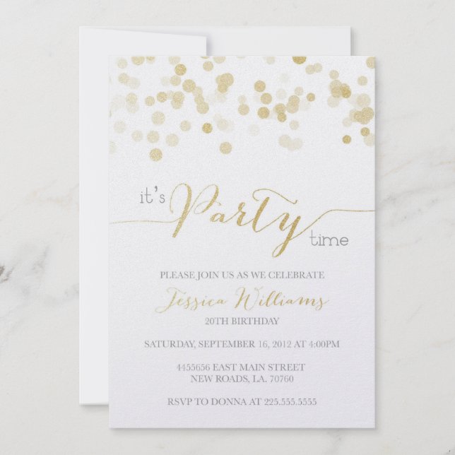 Gold Glitter Metallic Sample Invitation (Front)