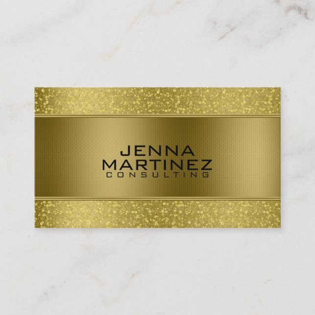 Gold Glitter & Metallic Silver Mash Consulting Business Card (Front)