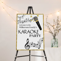 Gold Glitter Microphone Music Notes Karaoke Party