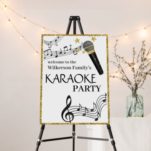 Gold Glitter Microphone Music Notes Karaoke Party Foam Board
