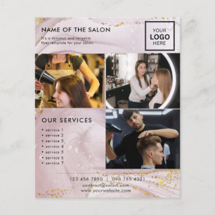 Gold Glitter Minimalist Marketing Flyer for Salon