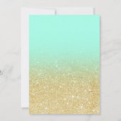 Gold glitter mint green ombre baby sprinkle invitation (Back)