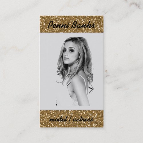 Gold Glitter Model Actress Singer Business Cards