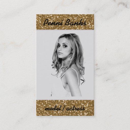 Customizable Gold Glitter Model Actress Singer Business Cards