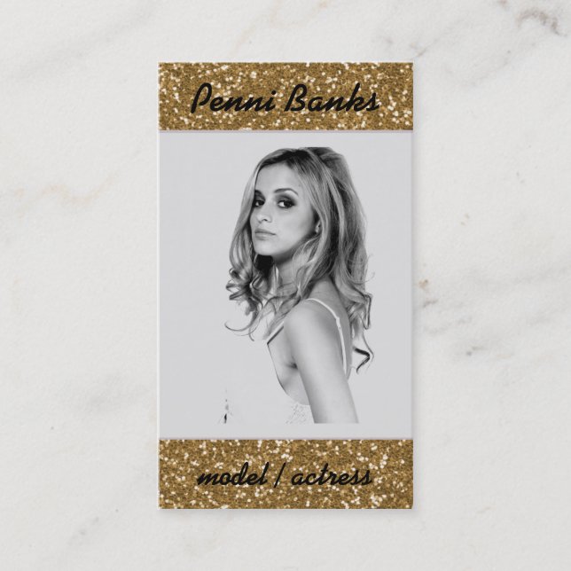 Gold Glitter Model Actress Singer Business Cards (Front)