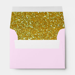 Gold Glitter Modern Blush Pink Faux Return Address Envelope