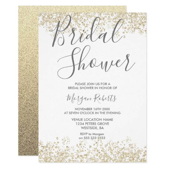 Gold Glitter Modern Bridal Shower Invitation | Zazzle.com