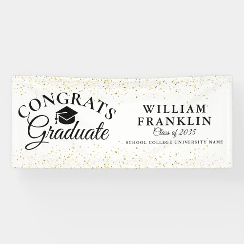 Gold Glitter Modern Elegant Graduation Banner