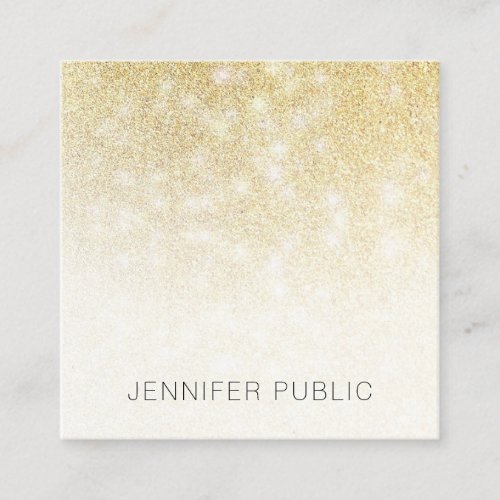Gold Glitter Modern Elegant Professional Template Square Business Card