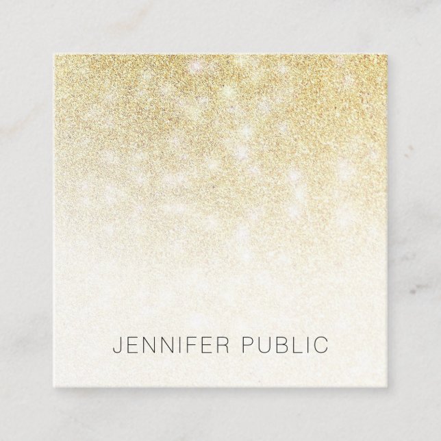 Gold Glitter Modern Elegant Professional Template Square Business Card (Front)