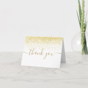 Gold Glitter Modern Elegant Script Thank You Card