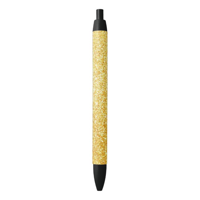 Gold Glitter Modern Elegant Shiny Template Black Pen (Front Vertical)