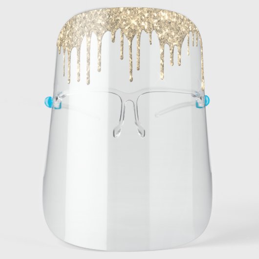 Gold Glitter Modern Glam Luxury Salon Face Shield (Front)