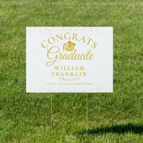 Gold Glitter Modern Graduation Congrats Sign
