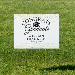Gold Glitter Modern Graduation Sign