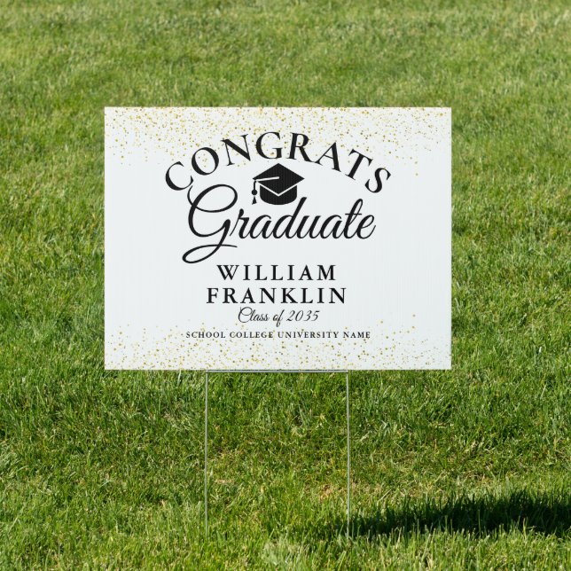 Gold Glitter Modern Graduation Sign (Insitu)