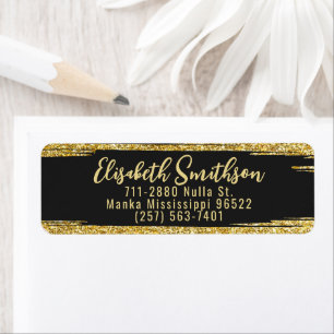 Gold Glitter Modern Luxury Custom Return Address Label