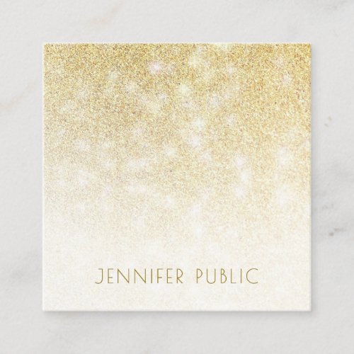 Gold Glitter Modern Minimalist Elegant Simple Square Business Card