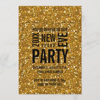 Gold Glitter Modern New Years Eve Party Invitation by zazzleoccasions at Zazzle