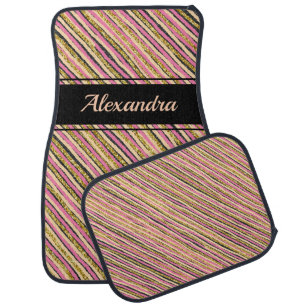 Gold Glitter Modern Personalized Black Car Floor Mat