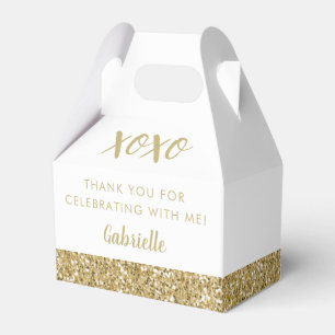 Gold Glitter Modern XOXO Girly Party Favor Boxes