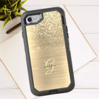 Gold Glitter & Monogram, Black Script Name