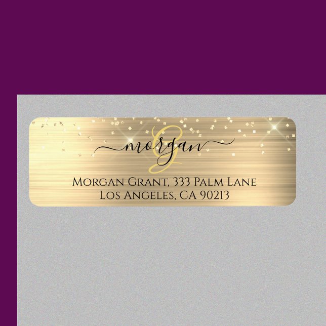 Gold Glitter & Monogram, Black Script Name, Vs 2 Label (Creator Uploaded)