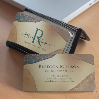 Gold Glitter Monogram  Business Card