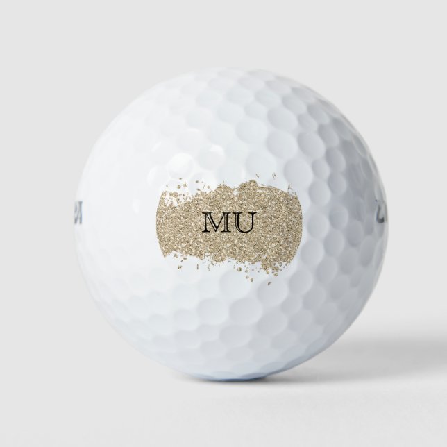 Gold Glitter Monogram Golf Ball (Front)