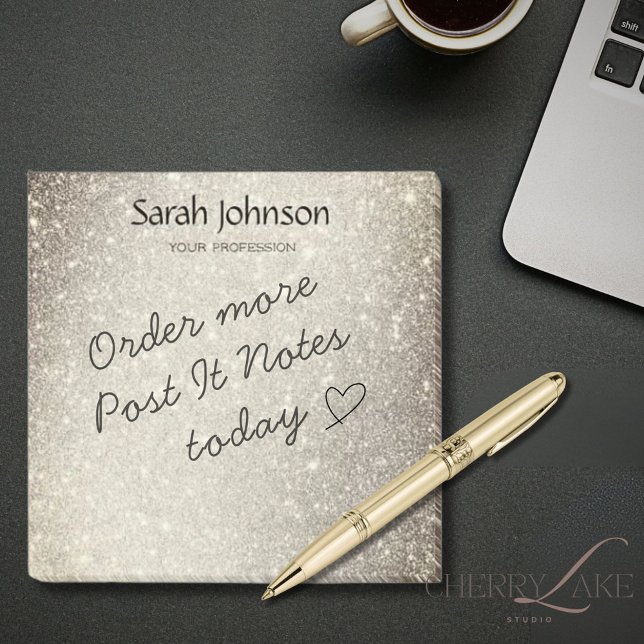 Gold Glitter Monogram Personalized Name  Post-it Notes (Creator Uploaded)
