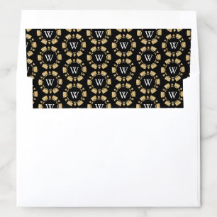 Gold Glitter Monogram Poker Chip Casino Wedding Envelope Liner