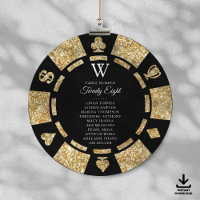 Gold Glitter Monogram Poker Chip Casino Wedding