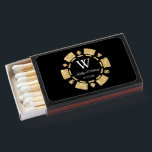 Gold Glitter Monogram Poker Chip Casino Wedding Matchboxes<br><div class="desc">Celebrate in style with these modern and very trendy wedding favors. This design is easy to personalize with your special event wording and your guests will be thrilled when they see these fabulous matchboxes.</div>