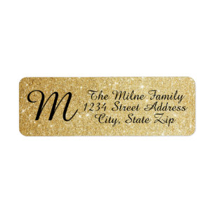 Gold Glitter Monogram - Return Address Labels