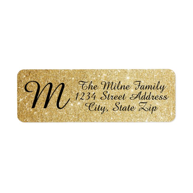 Gold Glitter Monogram - Return Address Labels (Front)