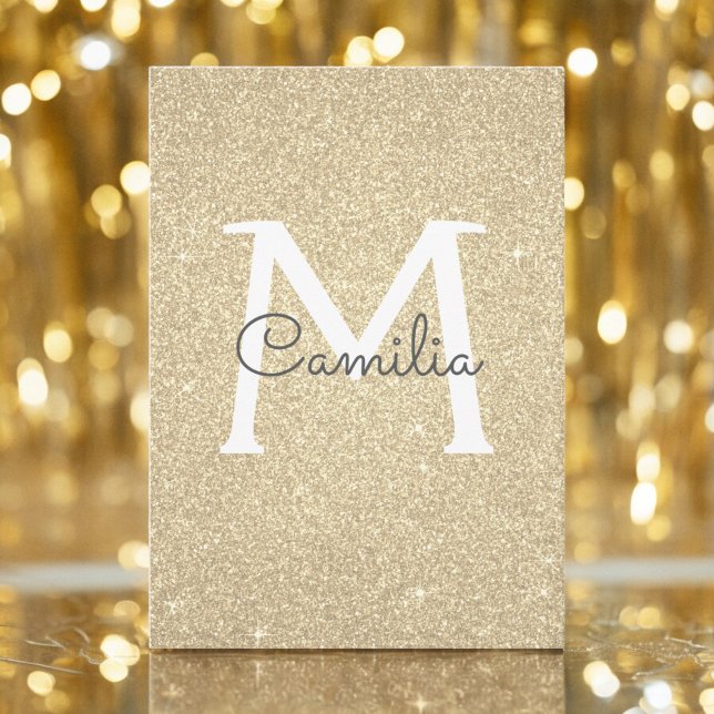 Gold Glitter Monogram Sparkle Quinceanera Invitation (Creator Uploaded)