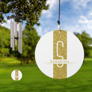 Gold Glitter Monogram Wind Chime