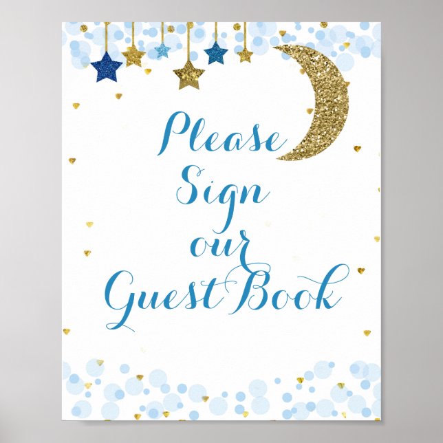 Gold glitter moon Please Sign our Guest Book. (Front)