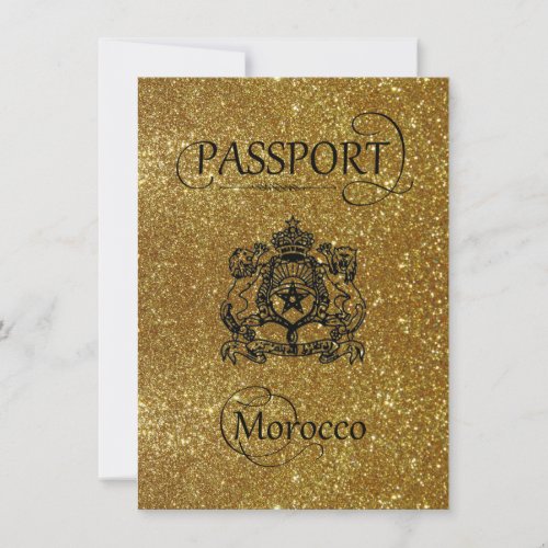 Gold Glitter Morocco Passport Save the Date Card