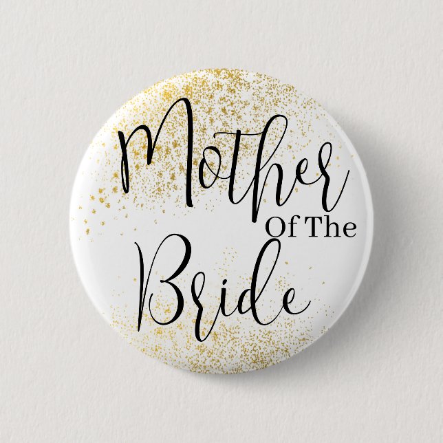 Gold Glitter Mother of bride wedding  Button (Front)