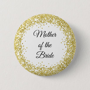 Gold Glitter. Mother of the Bride. Button