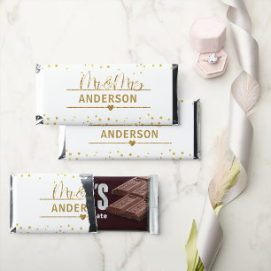 Gold Glitter Mr and Mrs Wedding Personalized Hershey Bar Favors