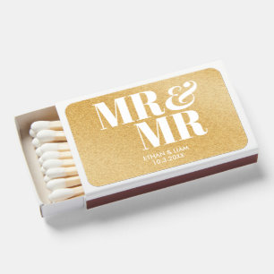 Gold Glitter Mr & Mr Personalized Wedding Matches
