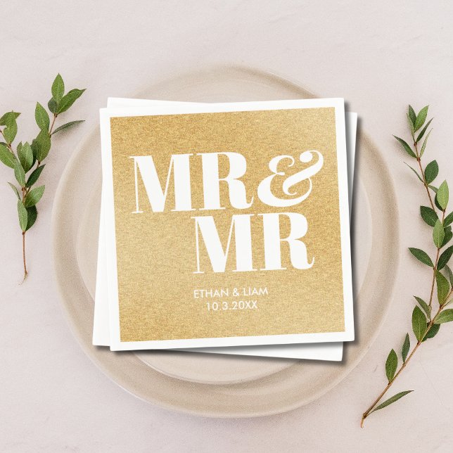 Gold Glitter Mr & Mr Personalized Wedding Napkins (Gold Glitter Mr & Mr Personalized Wedding Napkins
)