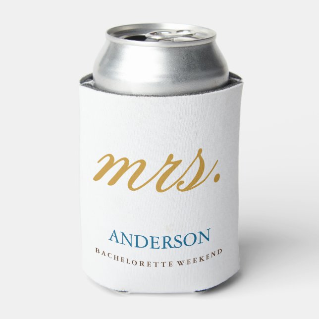 Gold Glitter Mrs. Bachelorette Can Cooler (Can Front)