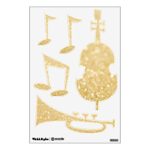 Gold Glitter Music Room Wall Decals