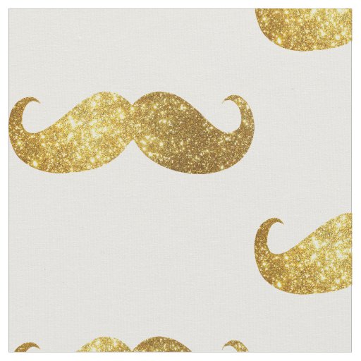 Gold Glitter Mustache #2 Fabric